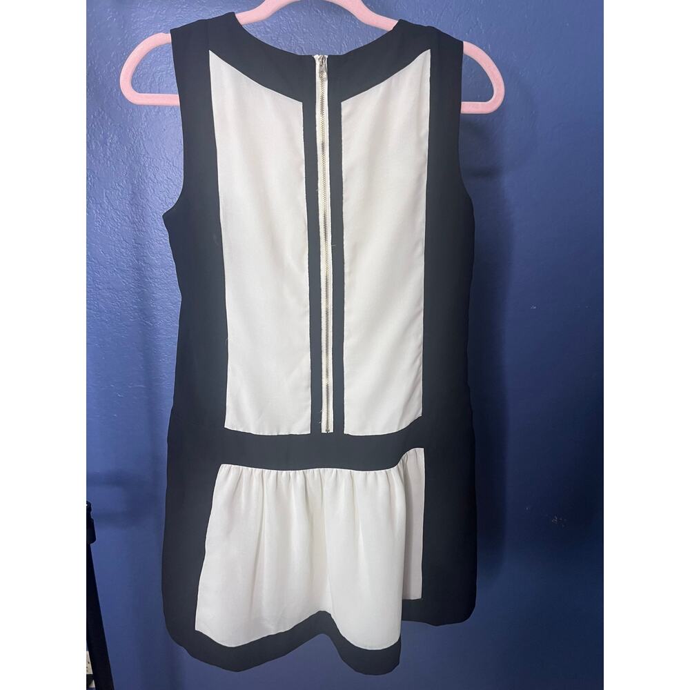 Ted Baker London Imogine Colorblock Sleeveless Dress Black White Zip Back Size 2 - Picture 3 of 5